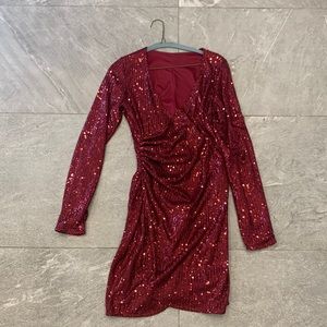 Sequenced Red Cocktail Dress with ruching!